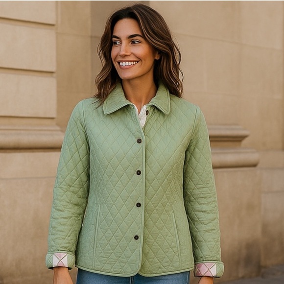 🎉HP🎉Briggs New York women’s Lightweight Jacket Sz XL Green Quilted Snaps Lined - Picture 1 of 5